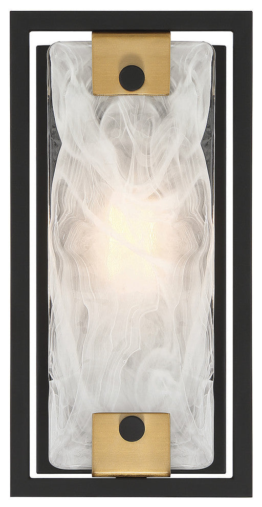Hayward 1-Light Wall Sconce, Matte Black With Warm Brass Accents