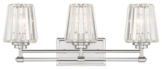 Garnet 3-Light Bathroom Vanity Light, Matte Black, Polished Nickel