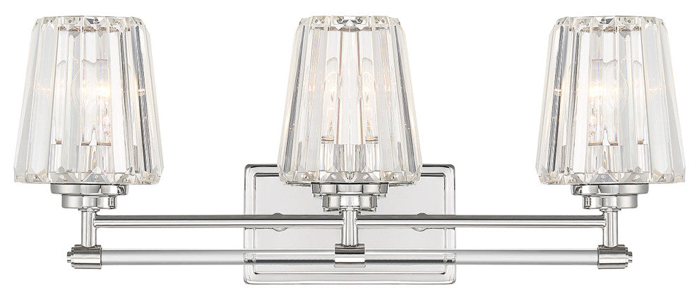 Garnet 3-Light Bathroom Vanity Light, Matte Black, Polished Nickel