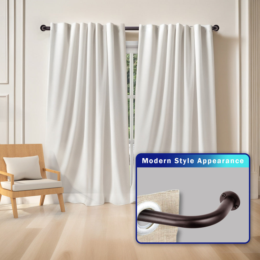 Energy Saving Wrap Around Black Out Return Adjustable Window Curtain Metal Rod, Bronze, 32-52"