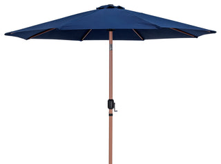 Fiji Patio Umbrella and Base, Navy, Teak Pole, Teak Belize Base