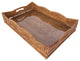 Artifacts Rattan™ Scallop Rectangular Tray with Glass Insert, Honey Brown