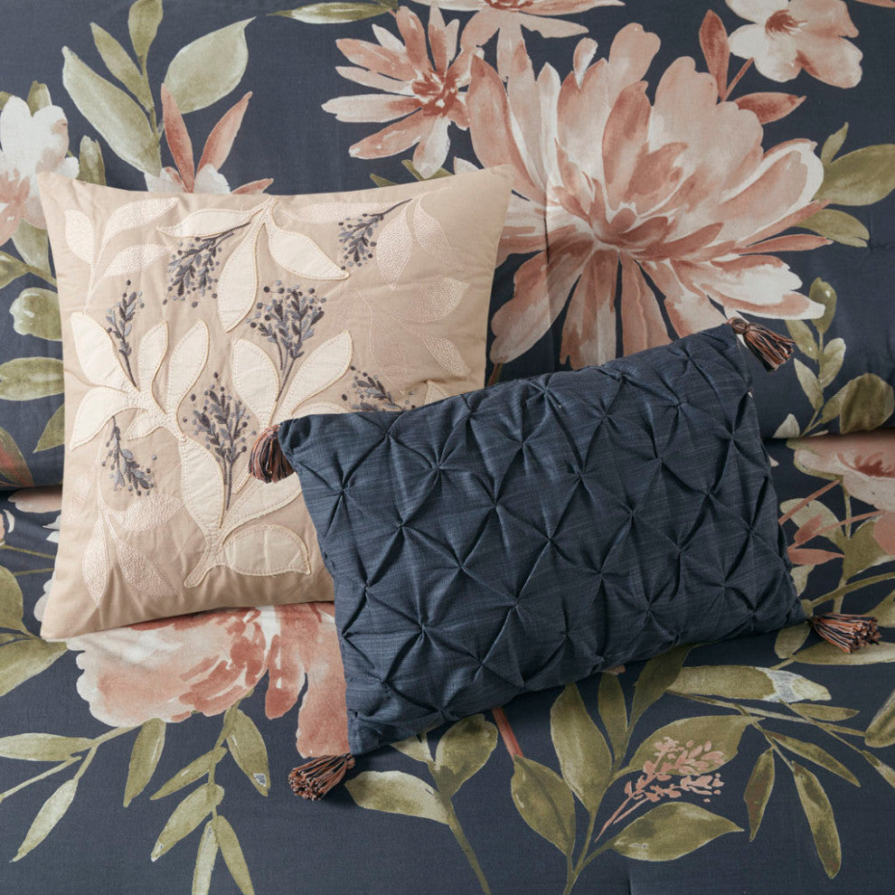 Madison Park Camillia 8 Piece Cotton Comforter Set in Navy