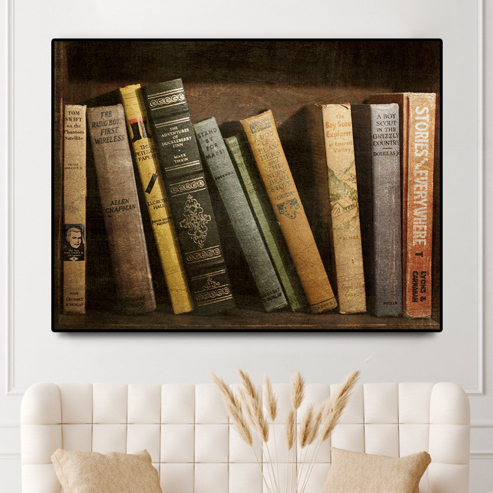"Vintage Book Collection II" Oversized Framed Canvas, 40" x 60"