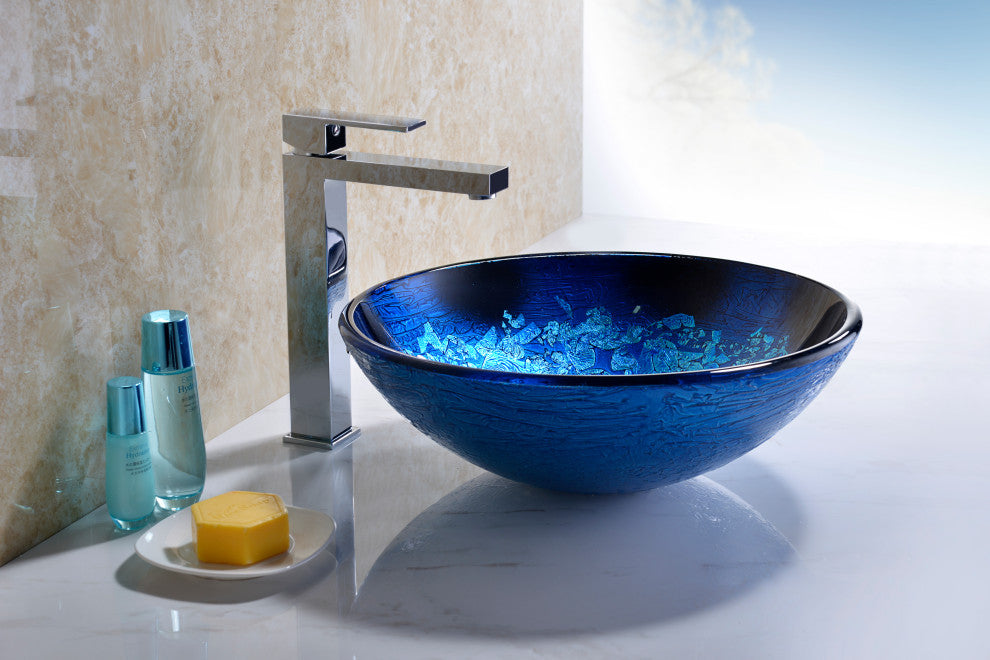 ANZZI Tara Series Tempered Glass Bathroom Vessel Sink