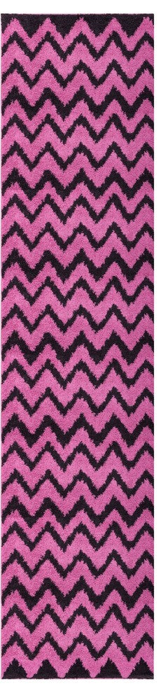 Well Woven Madison Shag Passion Chevron Rug, Fuchsia, Runner Area Rug