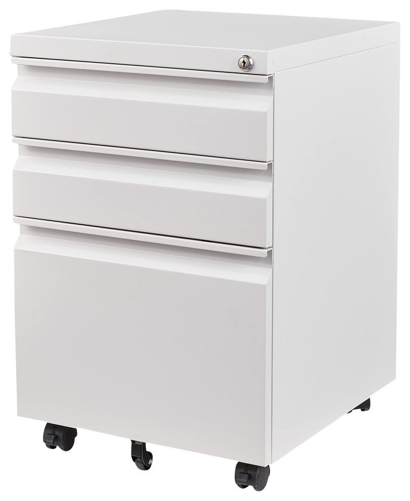 3 Drawer Mobile File Cabinet Under Desk Storage File Cabinets, White