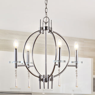 Laura 23" Crystal, Metal LED Pendant, Chrome