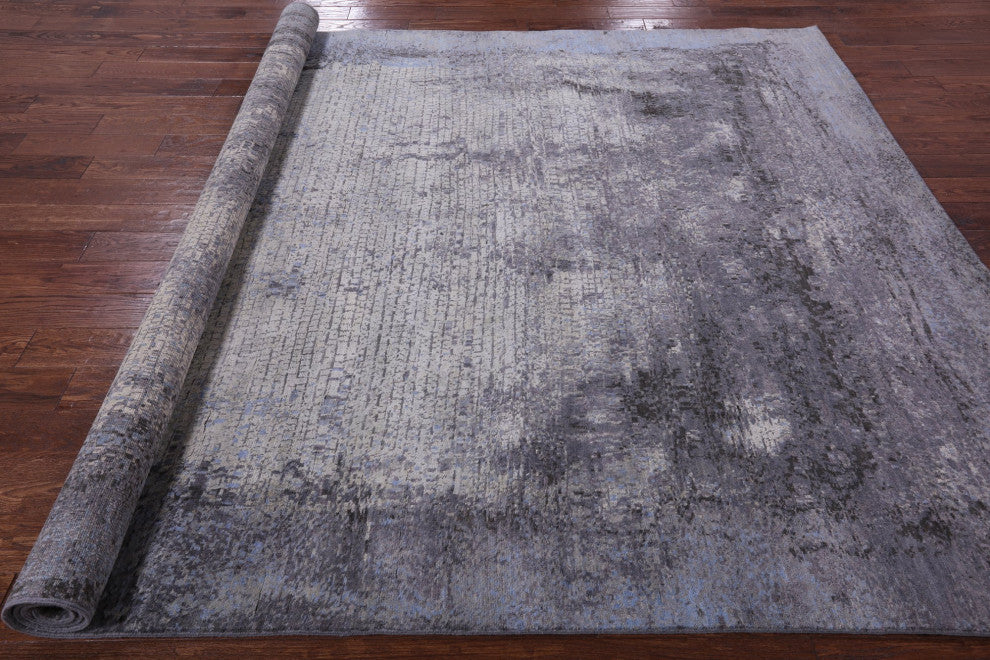 7' 11" X 9' 11" Handmade Wool and Silk Abstract Rug Q7040