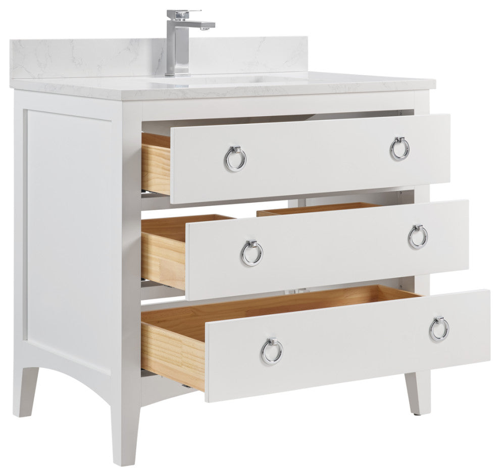 Legion Furniture WS2518 Series Bathroom Sink Vanity, White, 36", Artificial Stone Top, Single Sink