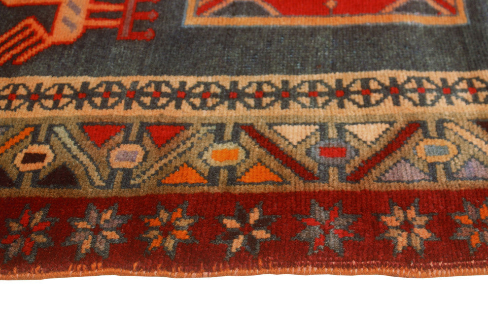 Fine Vintage Distressed Valarie Gray/Rust Runner, 3'9x9'9