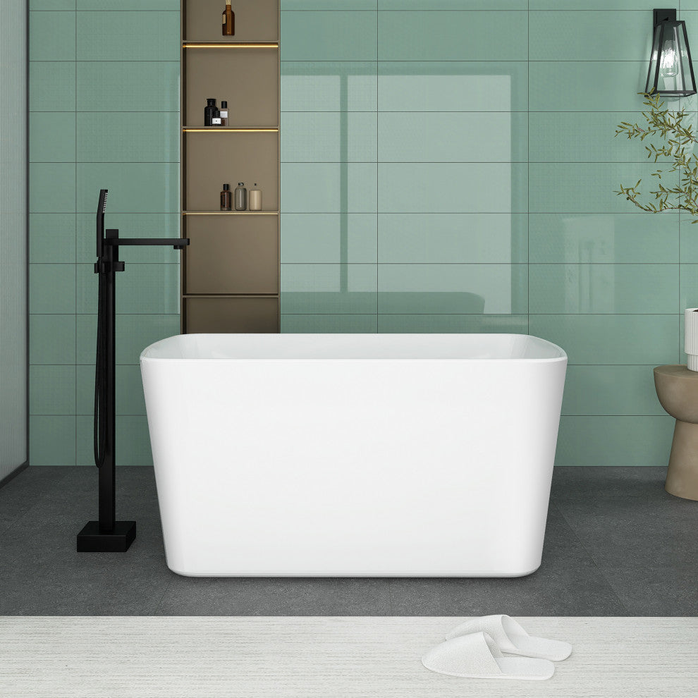 49" W x 28" D Acrylic Freestanding Soaking Sit-in Design Bathtub, White.