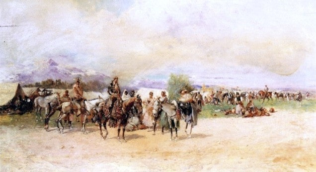 Baldomero Galofre Y Gimemez Men With Horses, Gallery Wrapped Canvas, 15"x30"