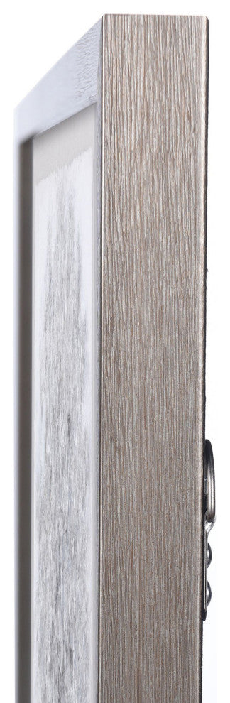 Silver Foliage Shadow Box Wall Art With Foil On Rice Paper Gray Wash Frame
