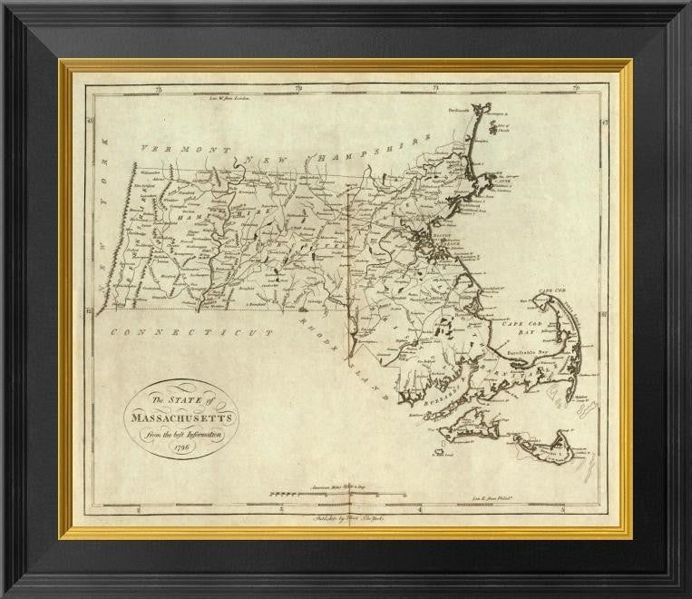 "State of Massachusetts, 1796" Framed Canvas Giclee by John Reid, 20x18"