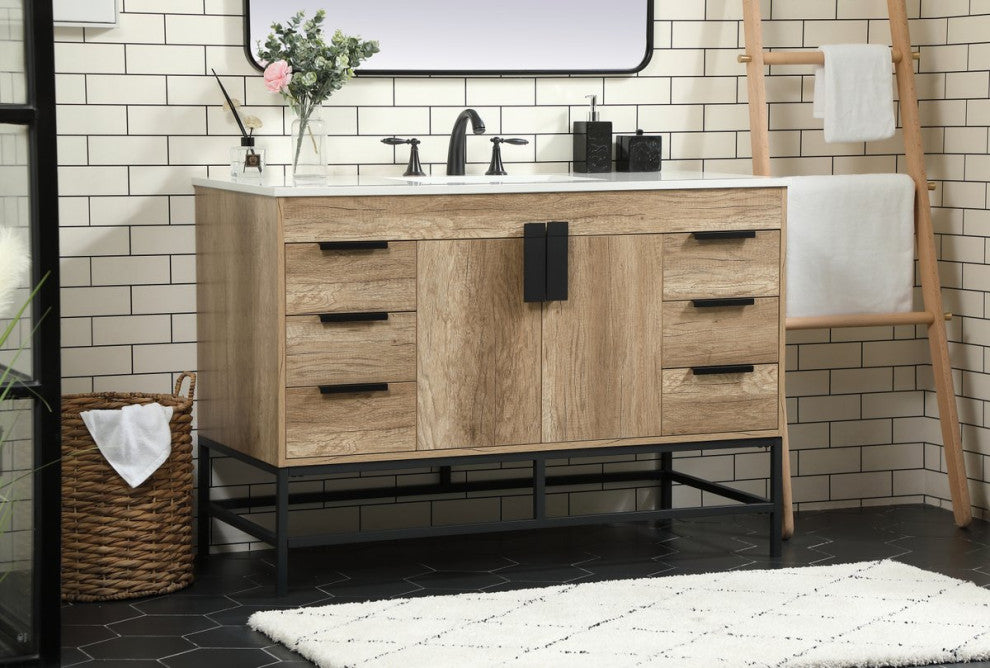 Home Living 22" Modern Natural Oak-Light Bathroom Vanity