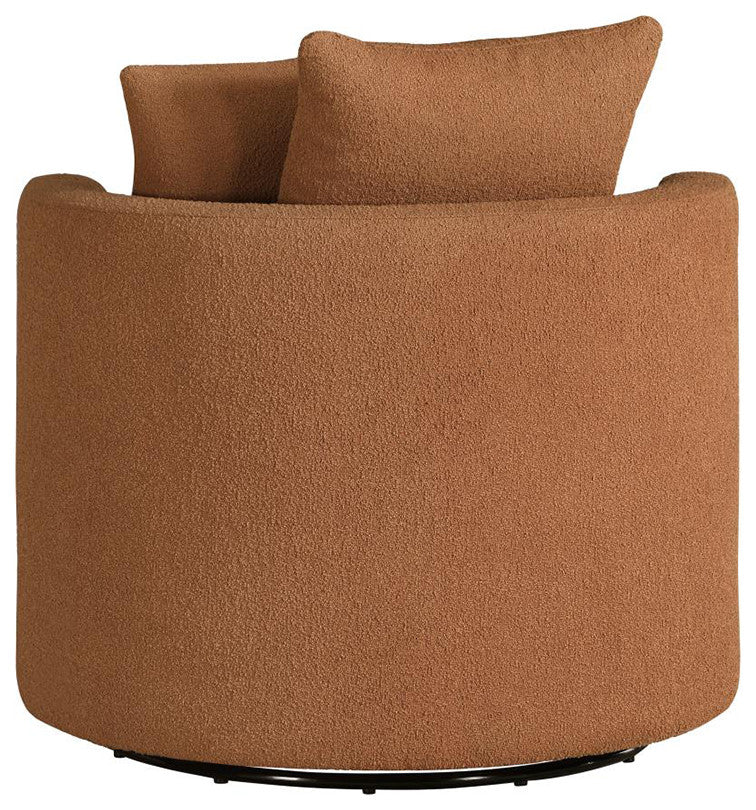 Upholstered Living Room Accent Chair With Swivel Design, Orange