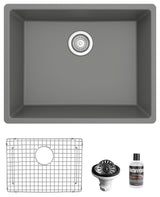 Karran QU-820 Undermount 24.38, Single Bowl Quartz Sink Kit, Grey