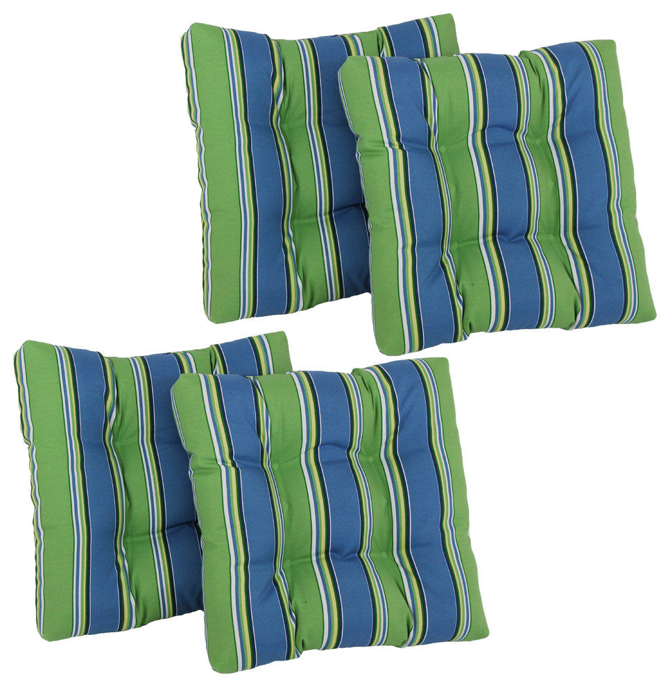 19" Squared Tufted Dining Chair Cushion, Set of 4, Haliwell Caribbean