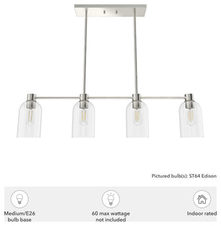 Hunter Lochemeade Brushed Nickel 4 Light Chandelier Ceiling Light Fixture