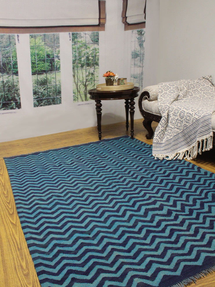 Elan Overdyed Kilim Hayati Light Blue Rug, 4'6x5'11