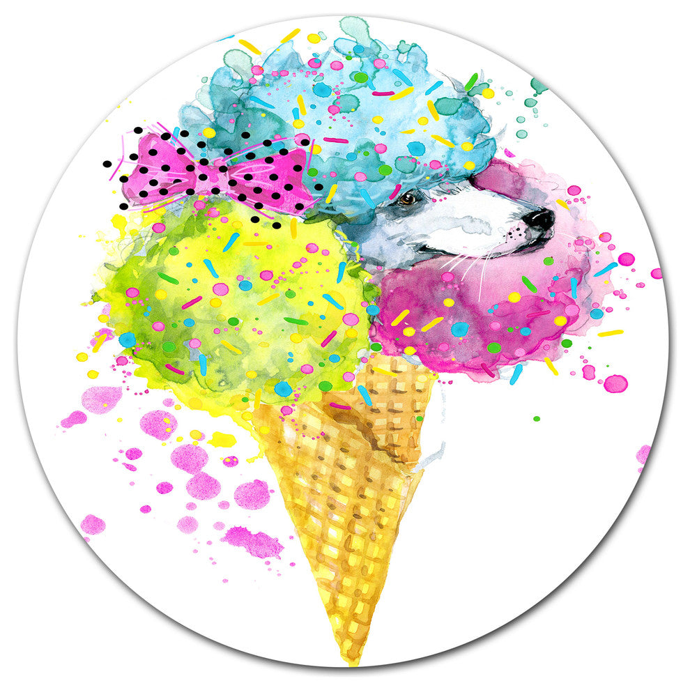Cute Colorful Puppy Dog, Animal Large Disc Metal Wall Art, 11"