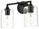2 Light Black And Clear Bath Sconce