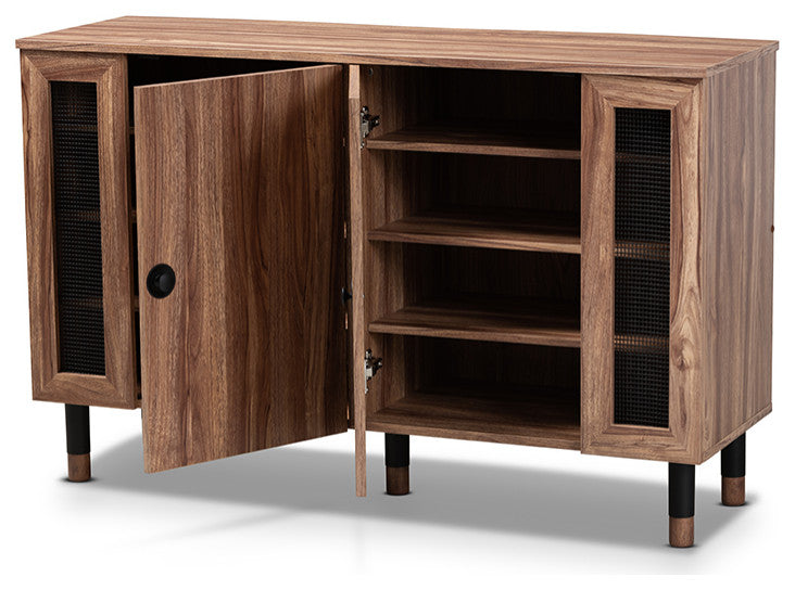 Valina 2-Door Wood Entryway Shoe Storage Cabinet With Screen Inserts