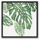 Green Tropical Leaves 24x24 Black Floating Framed Canvas