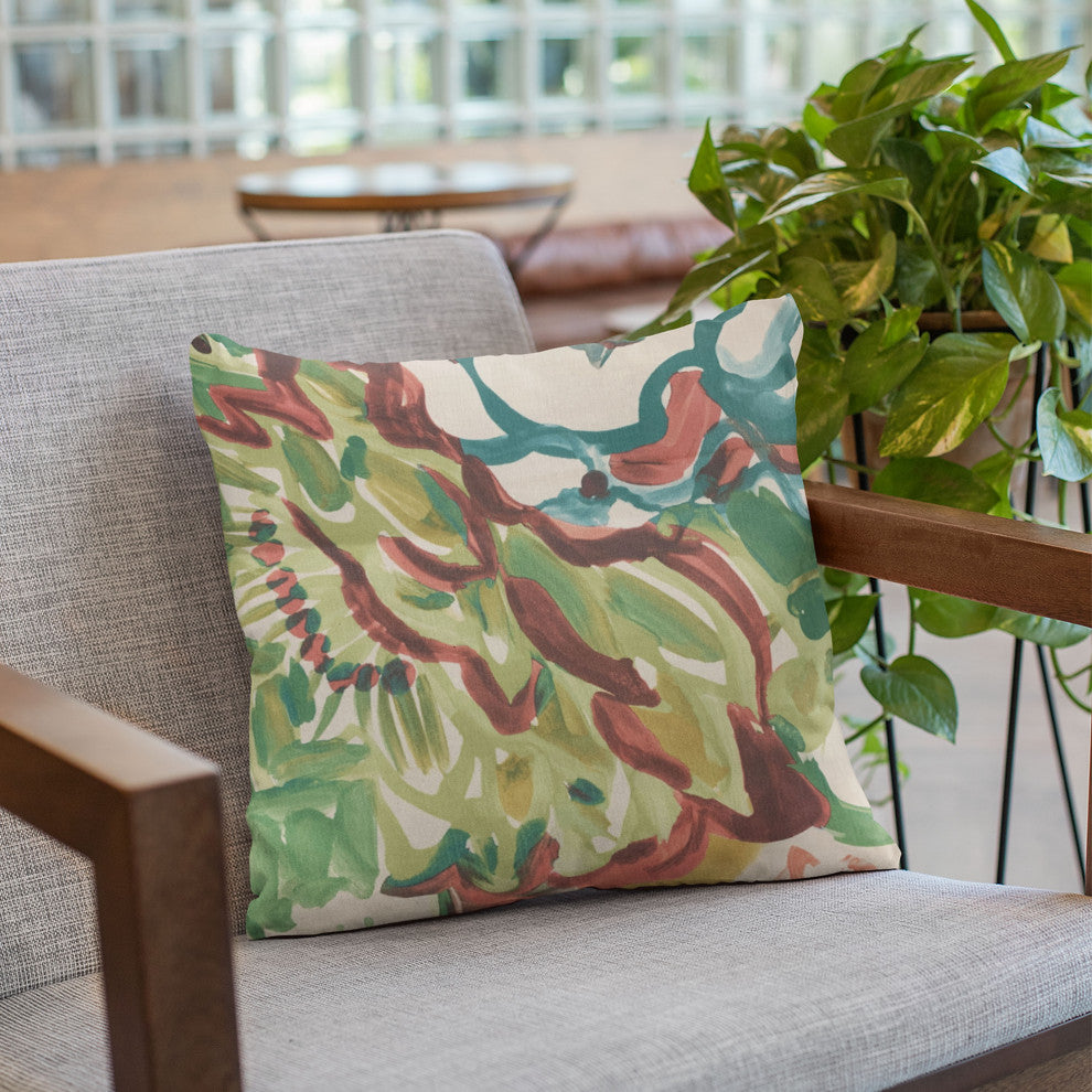 Plutus Blue Garden Graphic Print Luxury Throw Pillow, 12"x20"