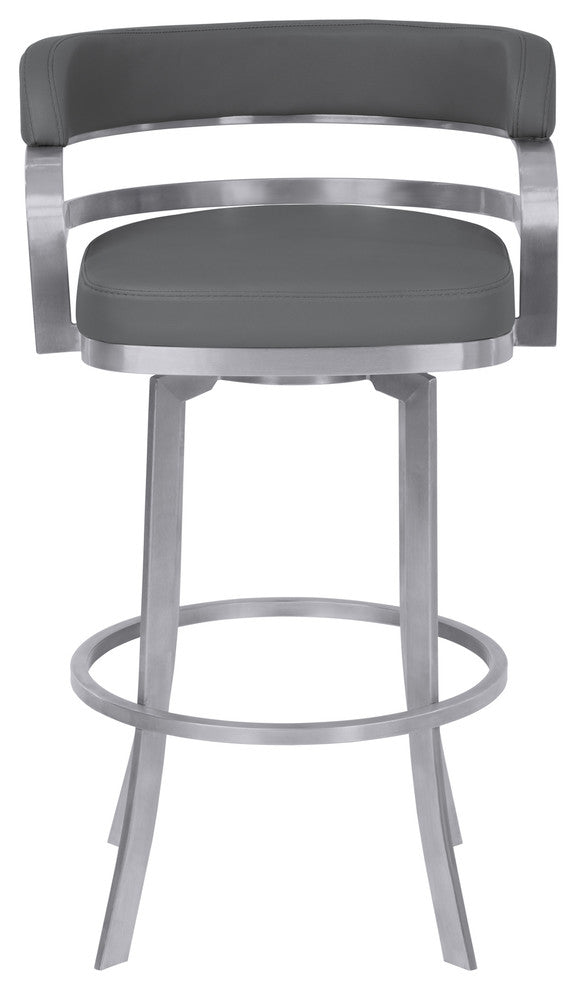 Prinz Stainless Steel Swivel Bar Stool, Gray, Counter Height