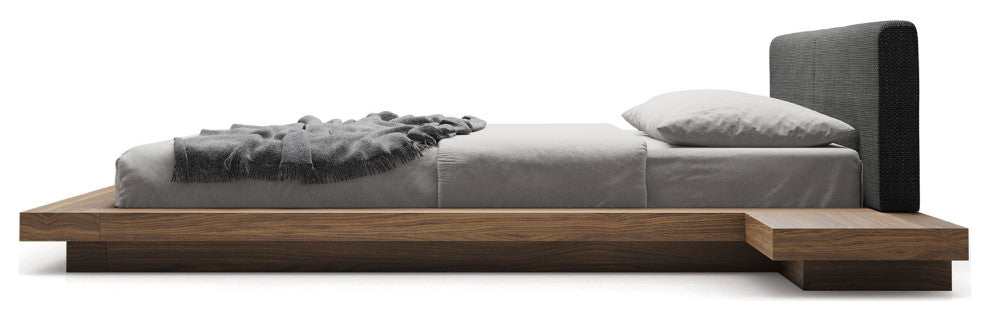 Akanji Bed Soft Carbon Fabric and Walnut / King