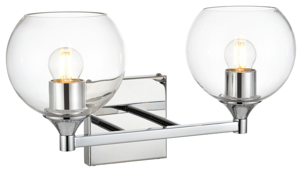2 Light Chrome And Clear Bath Sconce