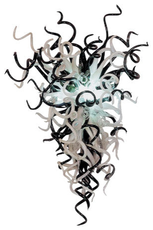 Contemporary White Black Blown Glass Chandelier Lighting