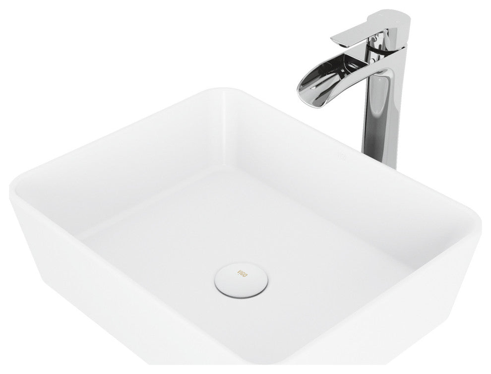 Marigold 18"L x 14"W MatteStone Vessel Sink and Niko 11"H Faucet Set