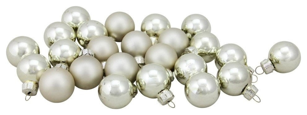24-Piece Shiny and Matte Glass Ball Christmas Ornament Set, 1", Gold