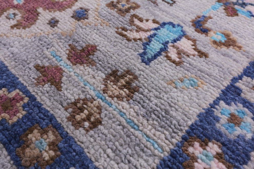 9' Square Handmade Turkish Oushak Wool Rug - Q13574