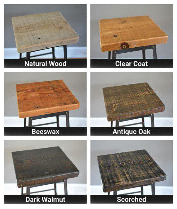 Urban Bar Stool Reclaimed Barn Wood, 18x16x16, Clear Coat