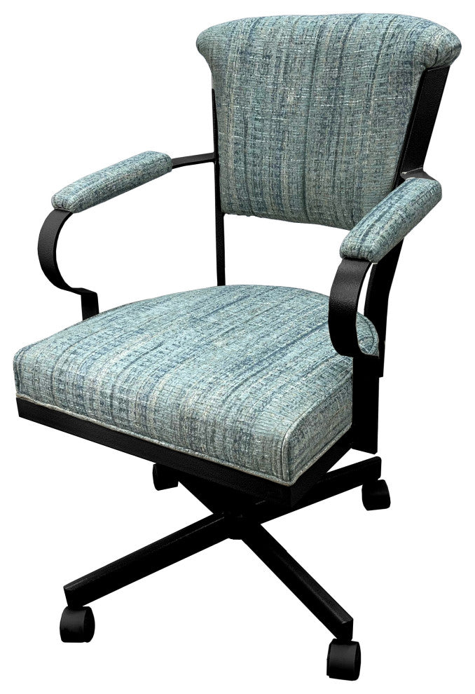 Miami Swivel Metal Dining Caster Chair - Reading Base, Watusi Aquatint, Black