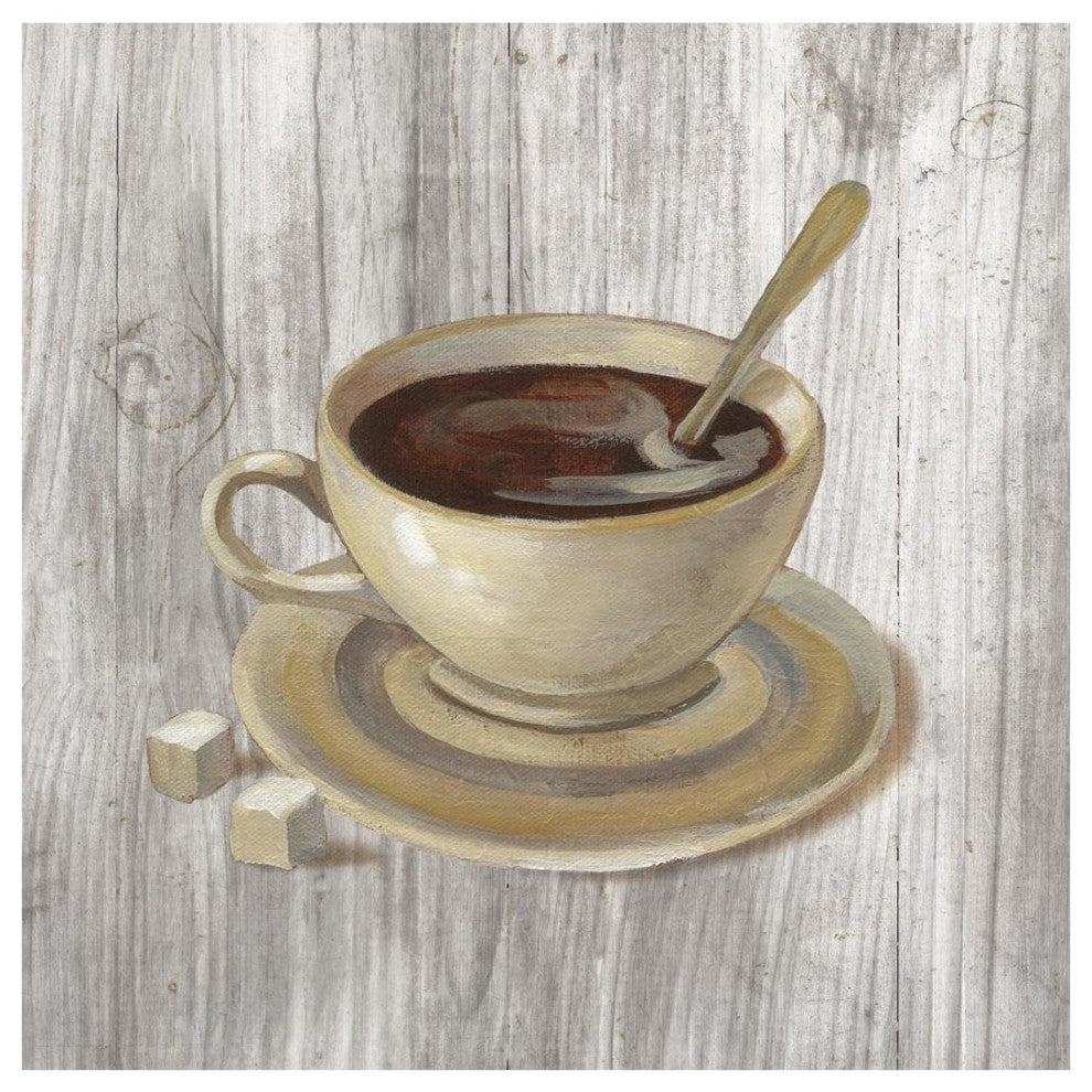 "Coffee Time VI on Wood" Digital Paper Print by Silvia Vassileva, 26"x26"