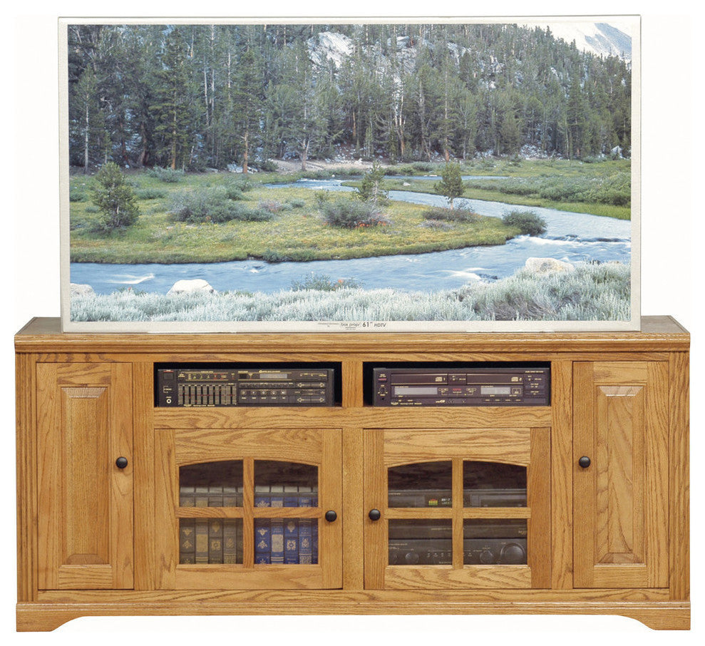 Eagle Furniture 66" Oak Ridge Tall Entertainment Console, Lite Oak