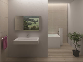 ADM Rectangular Wall Mounted Sink, White, 32", Glossy White