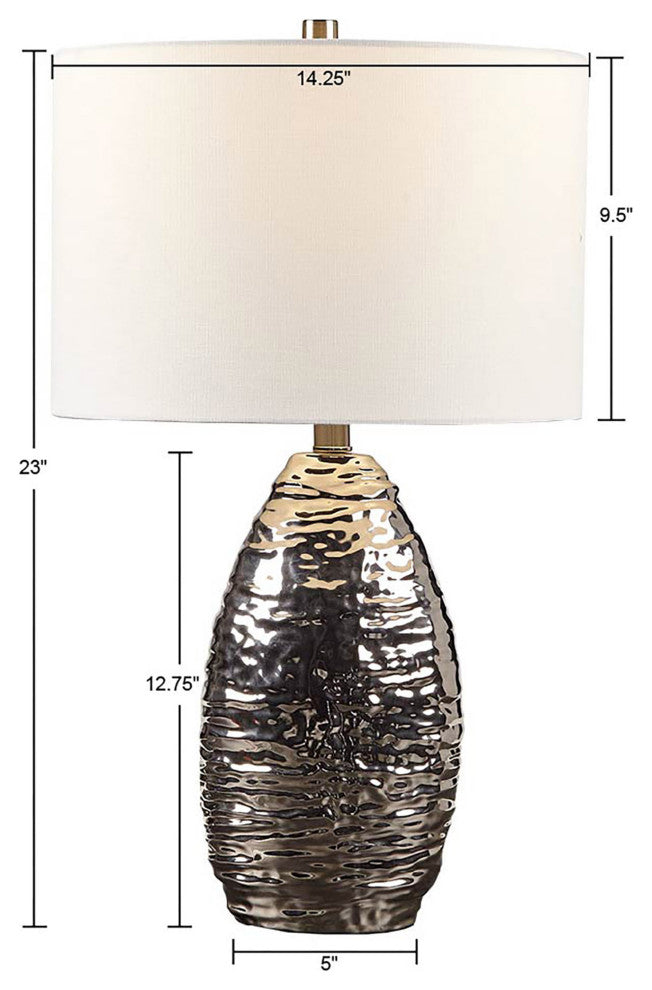 Hampton Hill Livy Ceramic Textured Silver Base Table Lamp