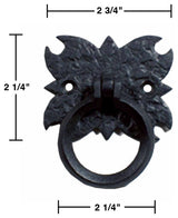 Black Wrought Iron Cabinet Ring Pulls 2.75" W Rust Resistant Pack of 6