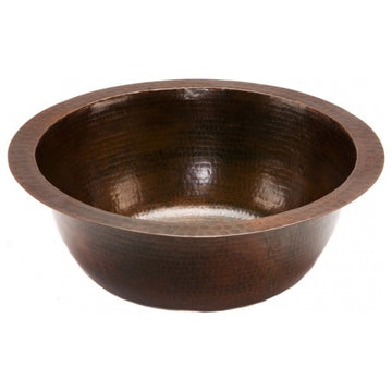 Premier Copper Products BR14DB3 14" Round Copper Prep Sink w/ 3.5" Drain Opening