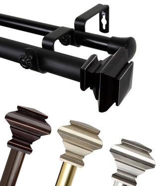 Helen 1" Double Curtain Rod, Light Gold, 28-48"