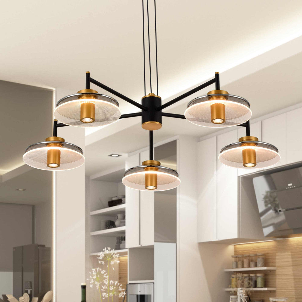 Verona 31" ETL Certified Integrated LED Height Adjustable Chandelier, Black