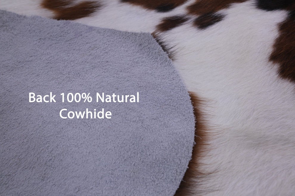 Brown and White Natural Cowhide Rug 6' 6" X 5' 10" C2383
