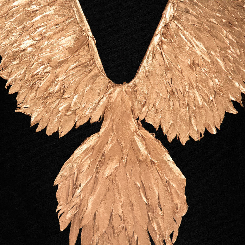 Abstract Gold Leaf Feather Bird Wall Art