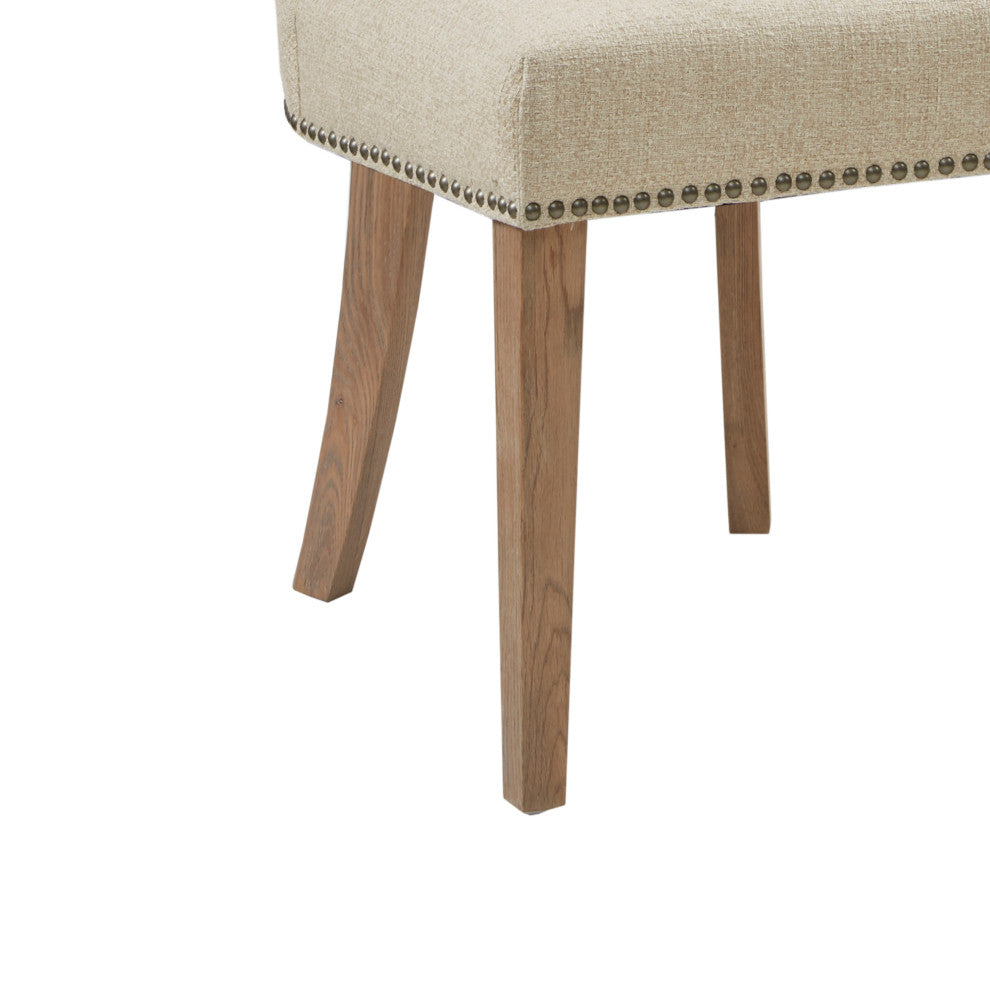 Madison Park Skylar Curved Wing Nailhead Side Dining Chair, Cream, Set of 2